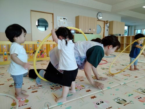 9月16日：みんなも先生にトンネルを作ってくれたよ(^▽^)/