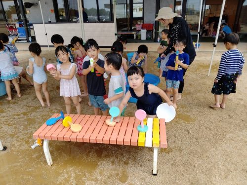 7月7日：上手に狙って的を倒すことが出来ました！